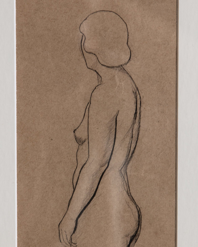 Art Deco Pencil Sketch of Nude Figure, France, 1920's - Lone Fox