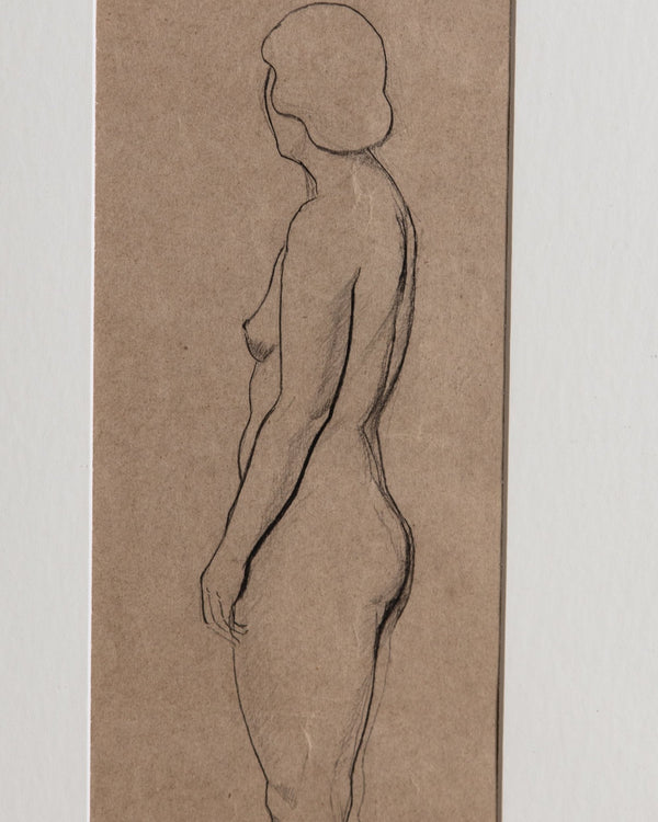 Art Deco Pencil Sketch of Nude Figure, France, 1920's - Lone Fox