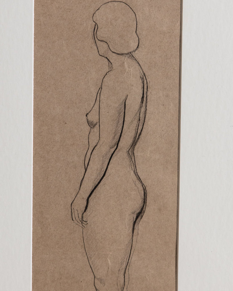 Art Deco Pencil Sketch of Nude Figure, France, 1920's - Lone Fox