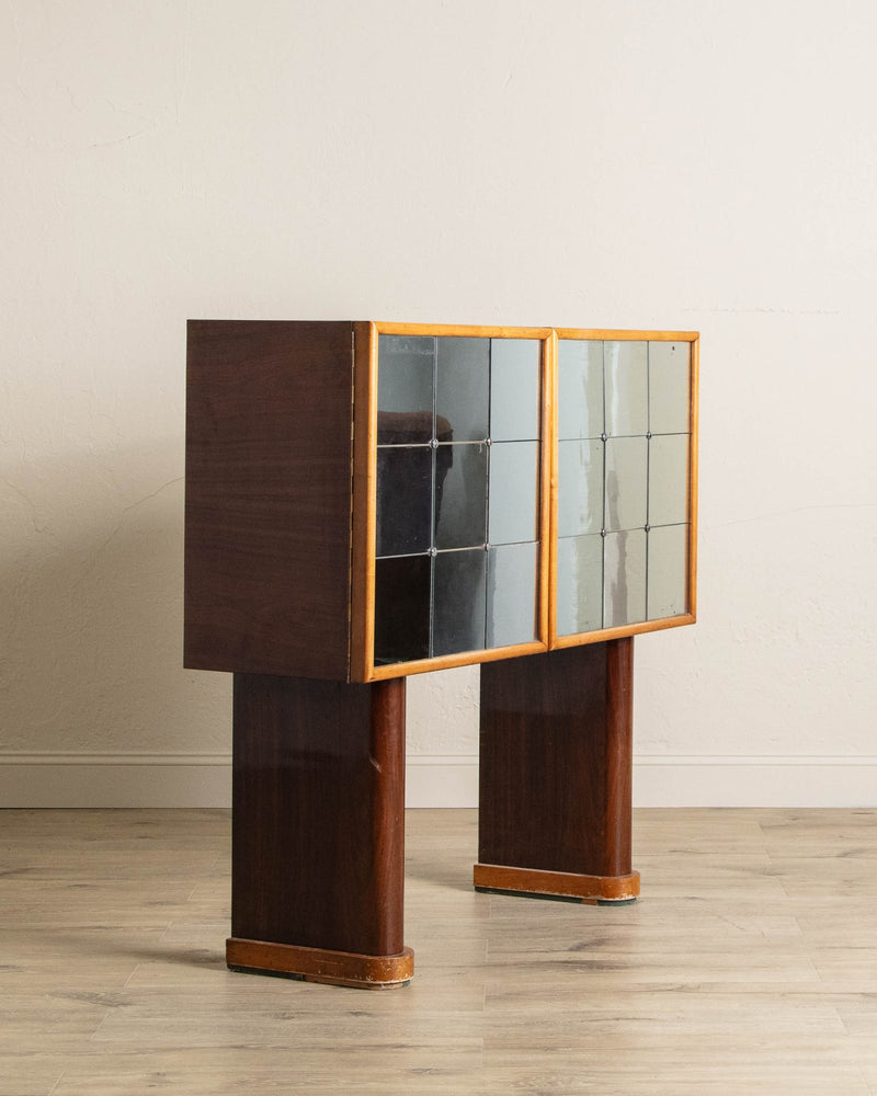 Art Deco Rosewood Mirrored Two Door Bar Cabinet, Italy, 1939 - Lone Fox