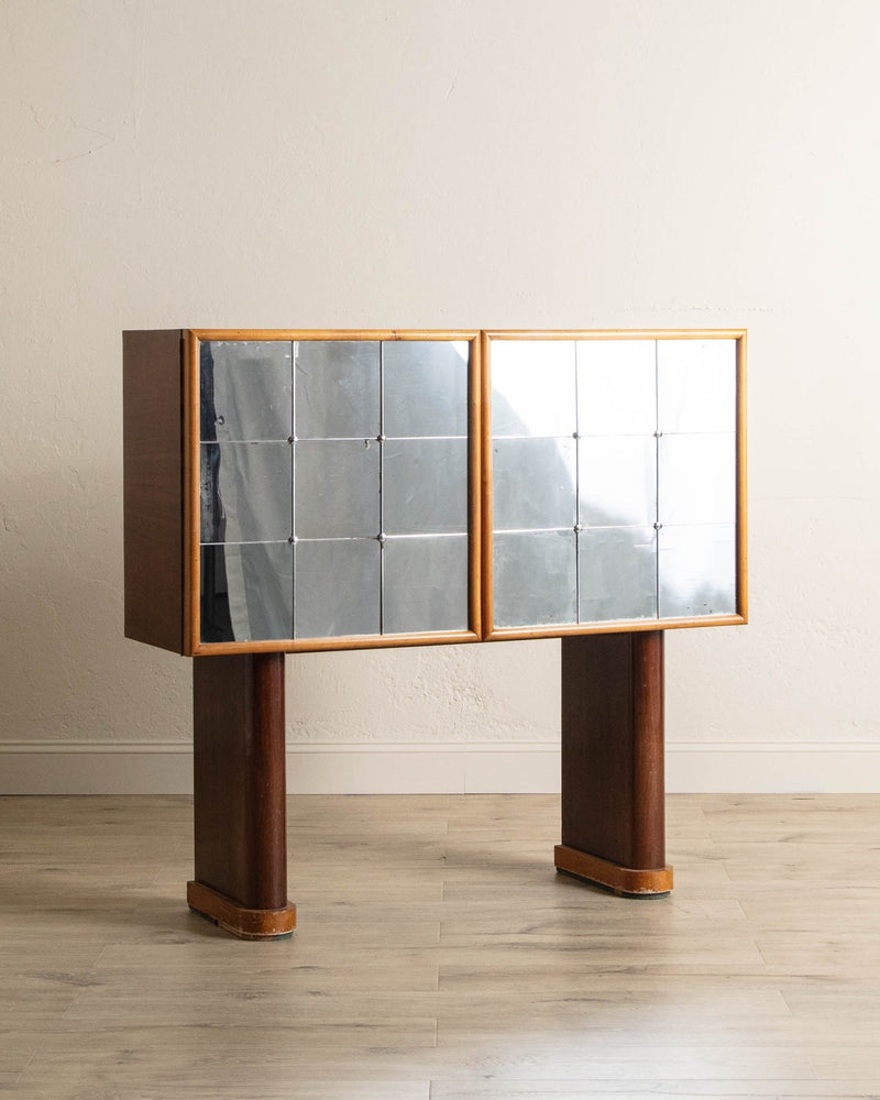 Art Deco Rosewood Mirrored Two Door Bar Cabinet, Italy, 1939 - Lone Fox