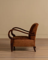 Art Deco Sculptural Armchairs in Ginger Velour, Germany, 1930's (2 Available) - Lone Fox