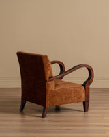 Art Deco Sculptural Armchairs in Ginger Velour, Germany, 1930's (2 Available) - Lone Fox