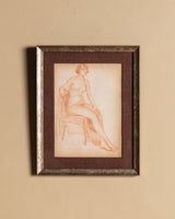 Art Deco Seated Nude Pencil Sketch, France, 1920s - Lone Fox