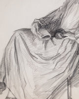 Art Deco Seated Woman with Book Pencil Sketch, France, 1920s - Lone Fox