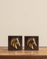 Art Deco Squared Brass Horse Bookends (Set of 2) - Lone Fox