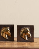 Art Deco Squared Brass Horse Bookends (Set of 2) - Lone Fox
