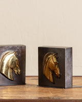 Art Deco Squared Brass Horse Bookends (Set of 2) - Lone Fox