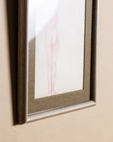 Art Deco Standing Nude Red Pencil Sketch in Silver Frame, 1930's - Lone Fox