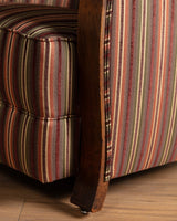 Art Deco Striped Oak Lounge Chair, France, Circa 1920s (2 available) - Lone Fox