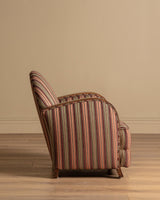 Art Deco Striped Oak Lounge Chair, France, Circa 1920s (2 available) - Lone Fox