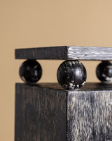 Art Deco Style Black Cerused Oak Pedestal, France, 1980's (2 available) - Lone Fox