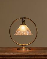 Art Deco Style Brass & Ribbed Glass Table Lamp, Europe, 1950s - Lone Fox