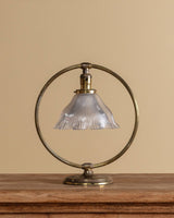 Art Deco Style Brass & Ribbed Glass Table Lamp, Europe, 1950s - Lone Fox