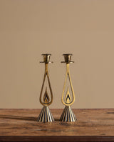 Art Deco Style Brass Taper Candle Holders, 1950's - Lone Fox