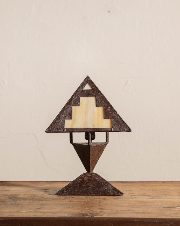 Art Deco Style Copper & Slag Glass Table Lamp, 1940's - Lone Fox