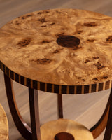 Art Deco Style Parquetry Burl Accent Tables, Italy, 1970's (2 Available) - Lone Fox