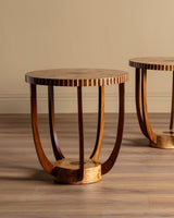 Art Deco Style Parquetry Burl Accent Tables, Italy, 1970's (2 Available) - Lone Fox