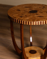 Art Deco Style Parquetry Burl Accent Tables, Italy, 1970's (2 Available) - Lone Fox