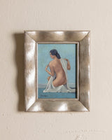 Art Deco Woman on Blue Oil Painting by Félix Ker, France, 1930's - Lone Fox