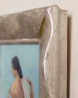 Art Deco Woman on Blue Oil Painting by Félix Ker, France, 1930's - Lone Fox