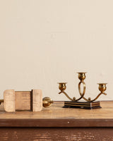 Art Deco Wood & Brass Candleholders, France, 1920's (Set of 2) - Lone Fox