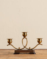 Art Deco Wood & Brass Candleholders, France, 1920's (Set of 2) - Lone Fox