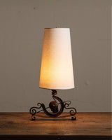 Art Deco Wrought Iron Table Lamp w/ Horseshoe, France, 1920's - Lone Fox