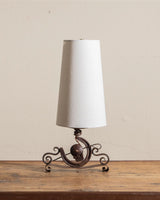 Art Deco Wrought Iron Table Lamp w/ Horseshoe, France, 1920's - Lone Fox