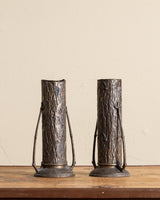 Art Nouveau Brass Faux Bois Vases (Set of 2) - Lone Fox