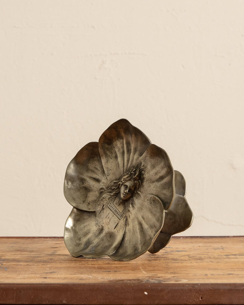 Art Nouveau Bronze Floral Pedestal Tray, 1930's - Lone Fox