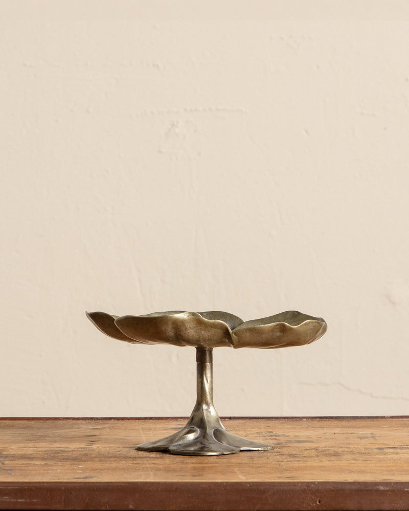 Art Nouveau Bronze Floral Pedestal Tray, 1930's - Lone Fox