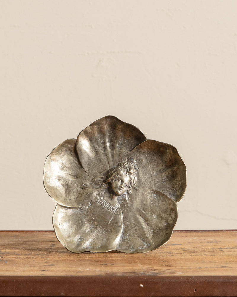 Art Nouveau Bronze Floral Pedestal Tray, 1930's - Lone Fox