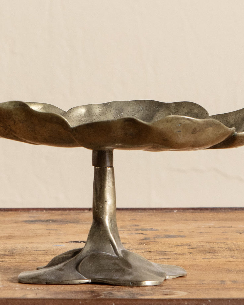 Art Nouveau Bronze Floral Pedestal Tray, 1930's - Lone Fox