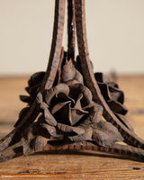 Art Nouveau Iron Roses Table Lamp w/ Chiseled Glass Shade, France, 1920's - Lone Fox