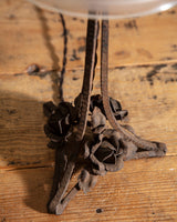 Art Nouveau Iron Roses Table Lamp w/ Chiseled Glass Shade, France, 1920's - Lone Fox