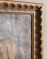 Artist w/ his Sculpture Portrait Painting in Scalloped Gilt Frame, France, 1930's - Lone Fox