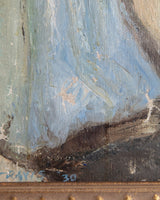 Artist w/ his Sculpture Portrait Painting in Scalloped Gilt Frame, France, 1930's - Lone Fox