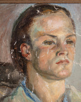 Artist w/ his Sculpture Portrait Painting in Scalloped Gilt Frame, France, 1930's - Lone Fox