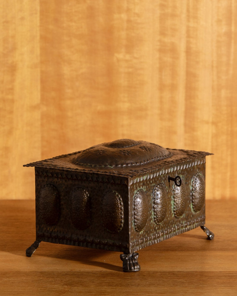 Arts & Crafts Hammered Copper Jewelry Box, Belgium, 1920's - Lone Fox