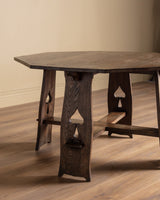 Arts & Crafts Oak Dining Table w/ Spade Cutouts, Early 20th Century - Lone Fox