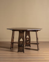 Arts & Crafts Oak Dining Table w/ Spade Cutouts, Early 20th Century - Lone Fox