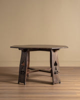 Arts & Crafts Oak Dining Table w/ Spade Cutouts, Early 20th Century - Lone Fox