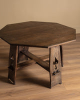 Arts & Crafts Oak Dining Table w/ Spade Cutouts, Early 20th Century - Lone Fox
