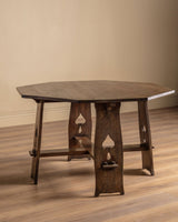 Arts & Crafts Oak Dining Table w/ Spade Cutouts, Early 20th Century - Lone Fox