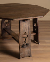 Arts & Crafts Oak Dining Table w/ Spade Cutouts, Early 20th Century - Lone Fox