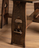 Arts & Crafts Oak Dining Table w/ Spade Cutouts, Early 20th Century - Lone Fox