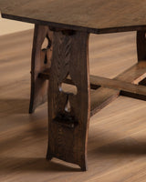 Arts & Crafts Oak Dining Table w/ Spade Cutouts, Early 20th Century - Lone Fox