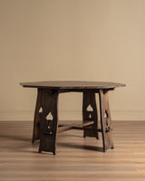 Arts & Crafts Oak Dining Table w/ Spade Cutouts, Early 20th Century - Lone Fox