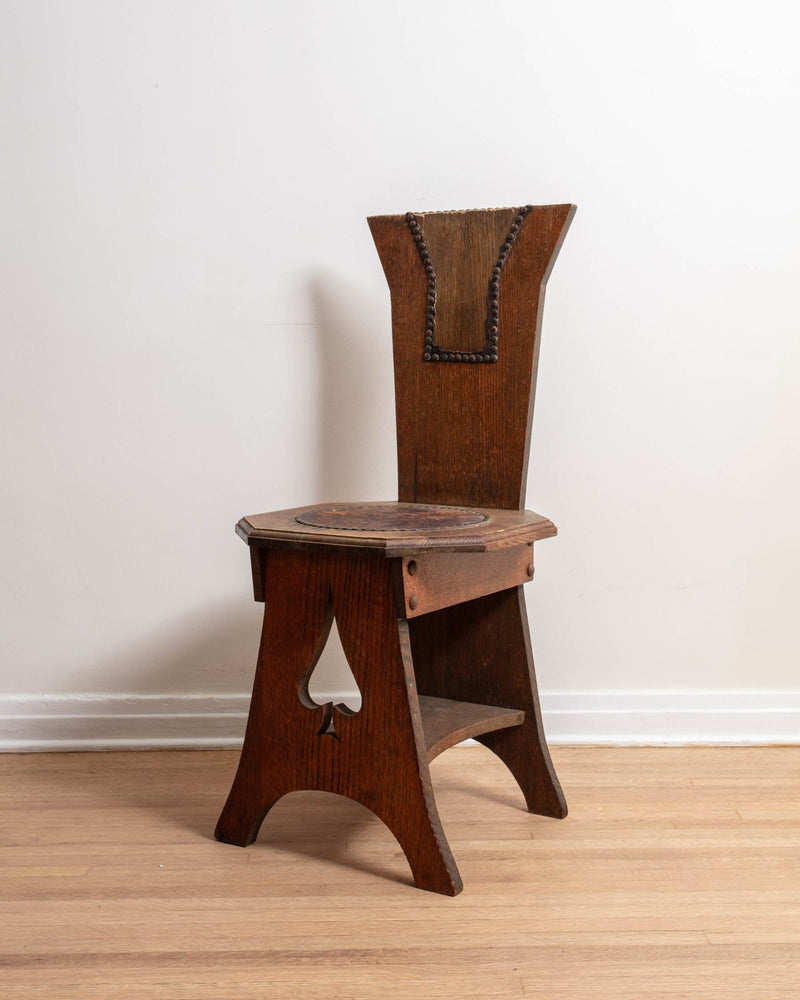 Arts & Crafts Oak Spade Chair - Lone Fox